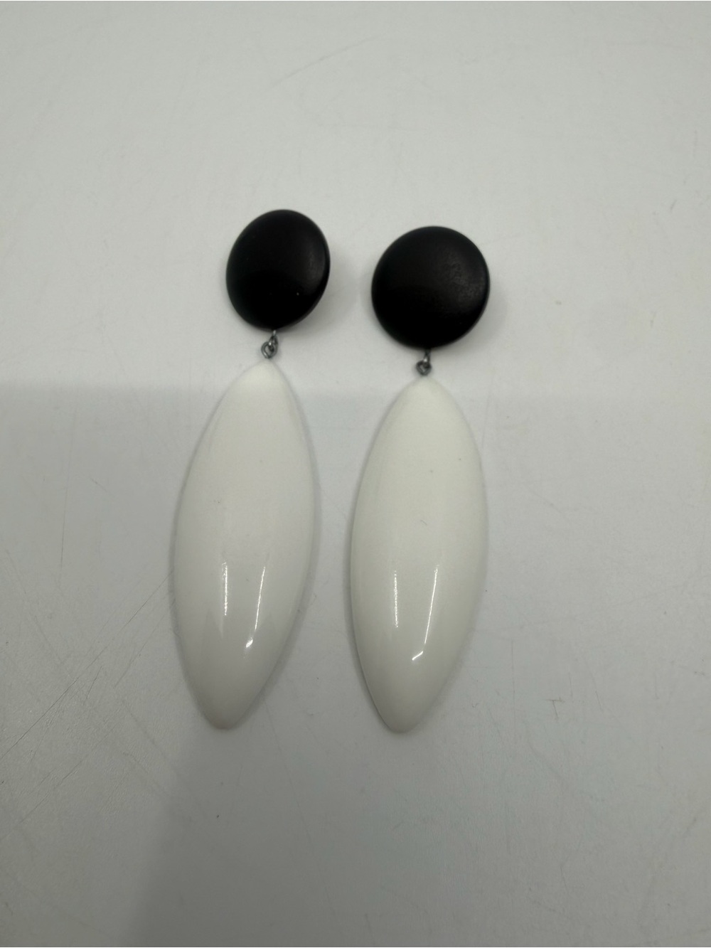 Vintage Black & White Drop Statement Earrings - Women Jewelry